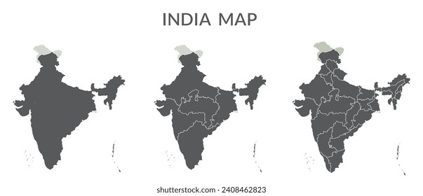 India map set in grey color