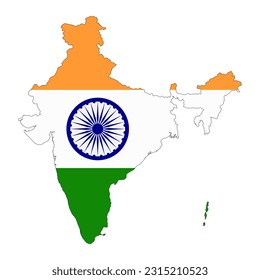 Esclavitud de mapa de India con bandera aislada en fondo blanco