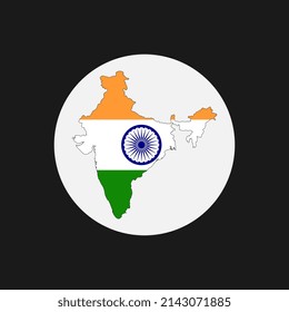 India map silhouette with flag on white background