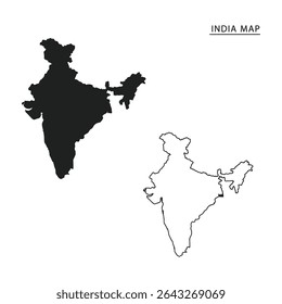 "India Map Silhouette and Outline – High-Resolution Vector for Educational and Graphic Use"