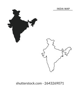 "India Map Silhouette and Outline – High-Resolution Vector for Educational and Graphic Use"