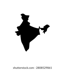 India map silhouette vector with accurate country outline for geography, education, travel, infographic and business design projects