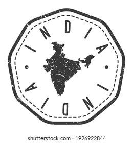 India Map Stamp Retro Postmark. Silhouette Postal Passport. Seal Round Vector Icon. Badge Vintage Postage Design.