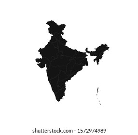 India Map, states border map. Vector illustration.