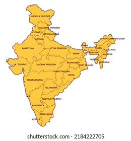 India map with states and capital marking on indian political map vector image.