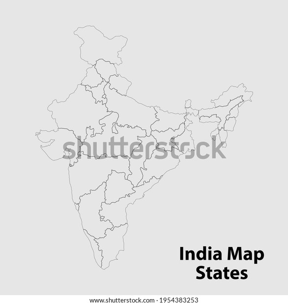 India Map States Vector Map White Stock Vector (Royalty Free ...