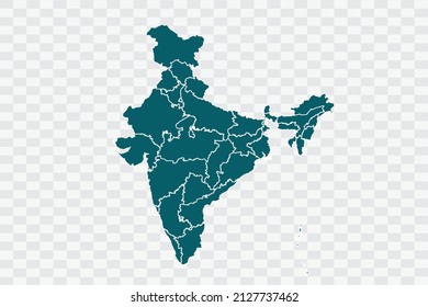 India Map Teal Green Color on Backgound png
