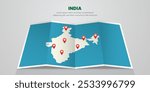 India map travel with pin tag location design Illustration