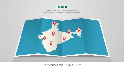 India map travel with pin tag location design Illustration