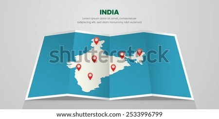 India map travel with pin tag location design Illustration