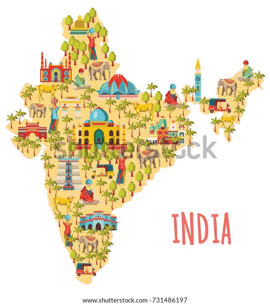 India Map Travel Tourism Background Vector Stock Vector - 