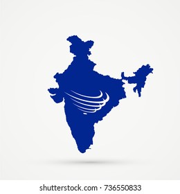 India map in Union of South American Nations (USAN) flag colors, editable vector.