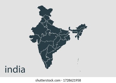 india map vector, Abstract design vector illustration Eps 10. Navy color.High Detailed on white background.