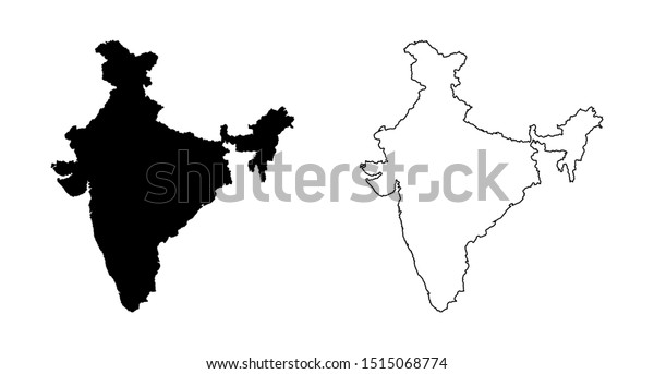 India Map Vector Blank Silhouette Outline Stock Vector (Royalty Free ...