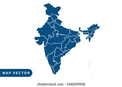 India map vector, blue color . on white background. vector eps 10.