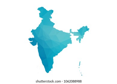India map vector illustration in polygonal style,Low poly design on white background