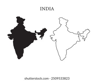 Índia mapa vetor ilustração, esboço de rabisco República Índia mapa, Mapa indiano silhueta, País indiano