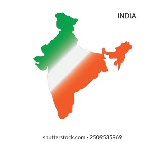 India map vector illustration, scribble sketch Republic India map, Indian map silhouette, Indian country, India national color, orange green and white, India national flag color