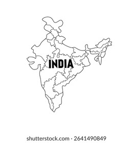India map vector illustration, scribble sketch Republic India map, Indian map silhouette, Indian country.