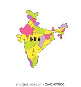 India map vector illustration, scribble sketch Republic India map, Indian map silhouette, Indian country.