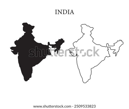 India map vector illustration, scribble sketch Republic India map, Indian map silhouette, Indian country