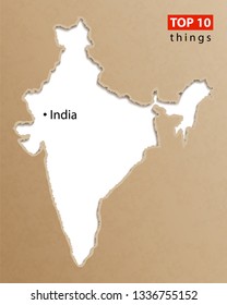 India map vector. Indian maps craft paper texture. Empty template information creative design element.