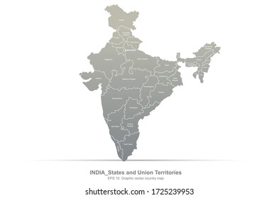 india map vector. a map of India's regional division with its name on it.