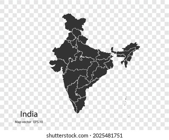 Indische Karte, Vektorgrafik einzeln auf transparentem Hintergrund