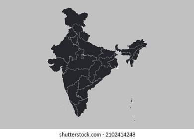 India map vector, isolated on gray background