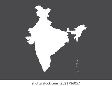 India map vector, white color, No isolated on dark background