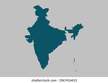 India map vector,Not isolated ocean blue color on gray background