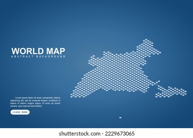 India Map - World map International vector template with isometric top and white pixel, grid, grunge, halftone style isolated on blue background for design, web - Vector illustration eps 10