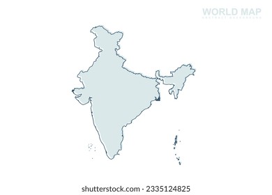 India Map - World map International vector template with blue stork line and blue geometric shapes isolated on white background for design, infographic, website - Vector illustration eps 10