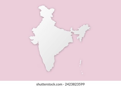 India Map - World map International vector template with paper cut style including shadow and white color on pink background for design, education, website - Vector illustration eps 10