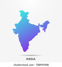 India map,border with purple,turquoise gradient. Vector illustration