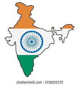 india map,flag colors, vector illustration 