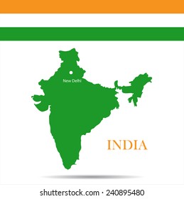 India map.India flag.Vector illustration.