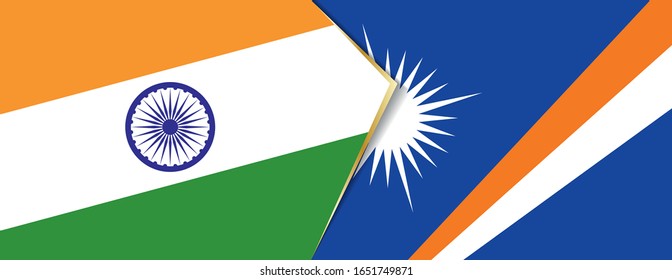 India and Marshall Islands flags, two vector flags symbol of relationship or confrontation.