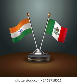 India and Mexico table flags relation with gradient backgrund. Vector Illustration