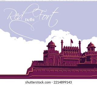 Monumento a la India. Minar Qutub, fuerte rojo, vectores de ilustraciones de puerta de india