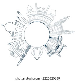 India monuments mandala art vector 