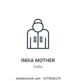 India mother outline vector icon. Thin line black india mother icon, flat vector simple element illustration from editable india concept isolated on white background
