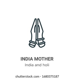 India mother outline vector icon. Thin line black india mother icon, flat vector simple element illustration from editable india concept isolated stroke on white background