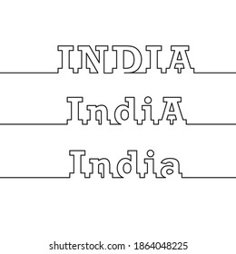 INDIA. The name of the country is drawn using polygonal lines.

