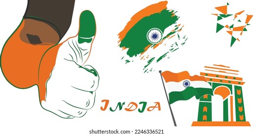 India national day banner with map. Indian independence day theme.Vector Illustration.