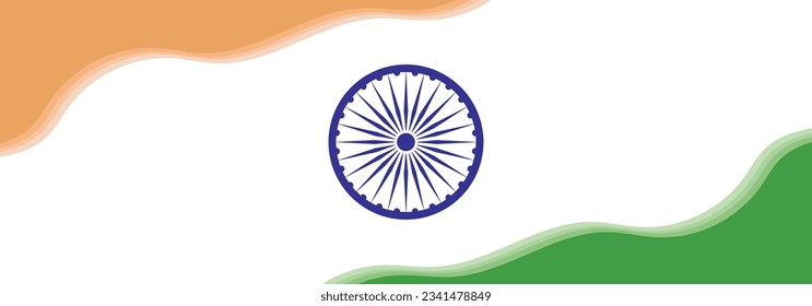 India national day banner, rounded abstract retro modern orange and green colors, Indian independence day and republic day theme, Independence Day celebrations concept
