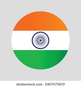 India national flag, The flag of India, Circle icon flag, Vector illustration.