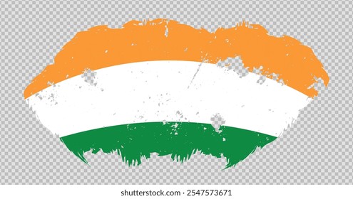 India national flag with distressed stroke brush effect on isolated background