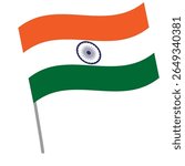 India national flag flutters with flagpole