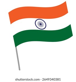 India national flag flutters with flagpole